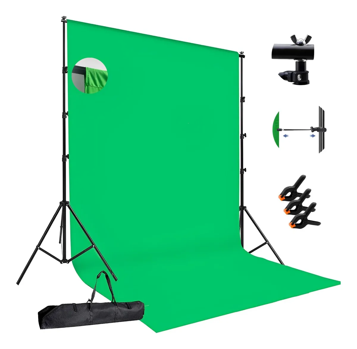 Suporte Fundo Infinito Chroma Key 3x2 + Esticadores + Bolsa - Imagem 2