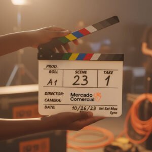 Claquete Cinema Profissional Acrílico Haste Imã Branca 30x40